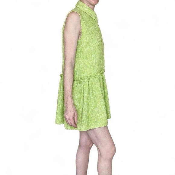 Zara Green Textured Sleeveless Preppy Mini Dress - Picture 5 of 8